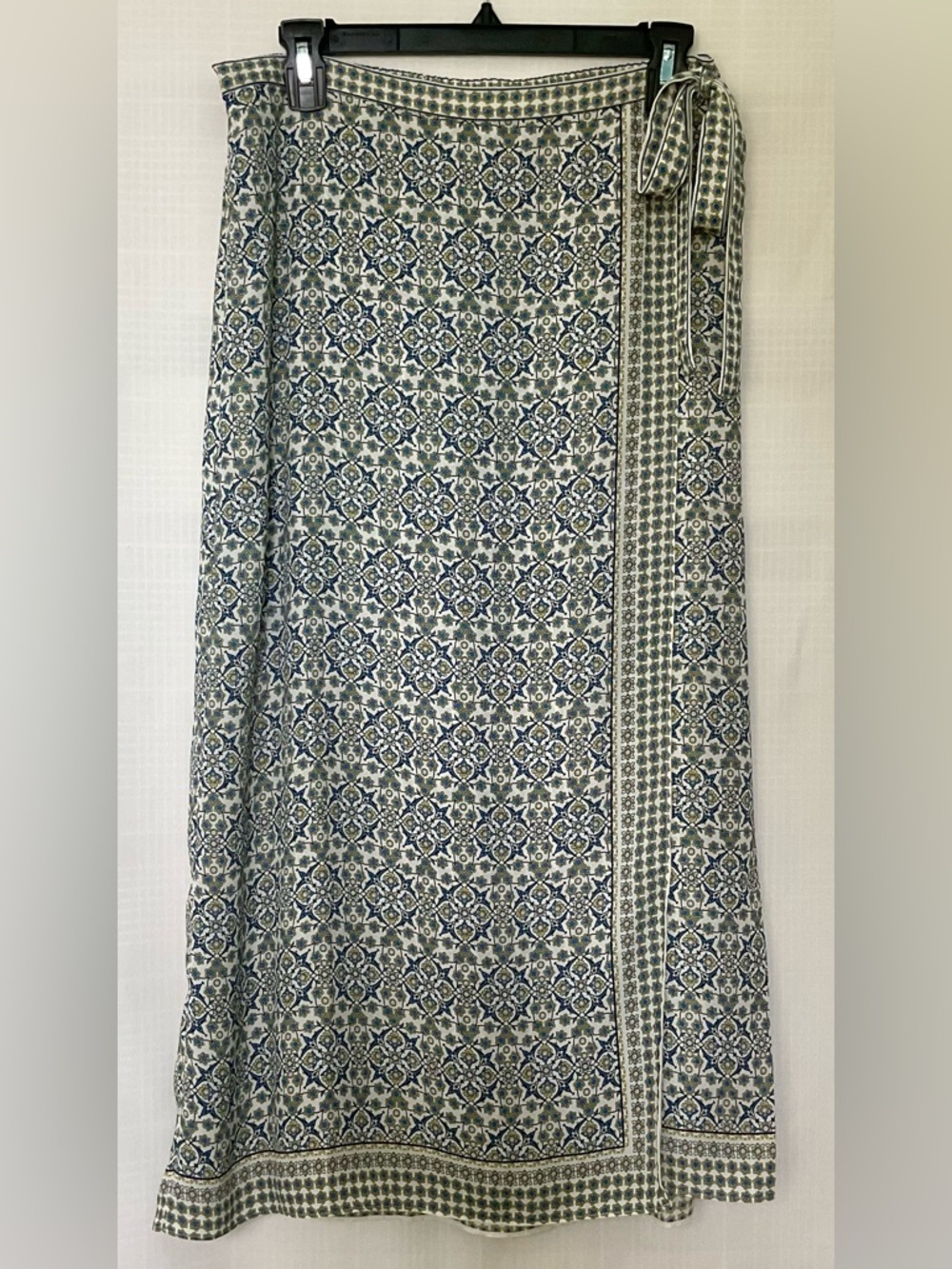 Max Studio Blue and Cream faux Wrap Maxi Skirt
